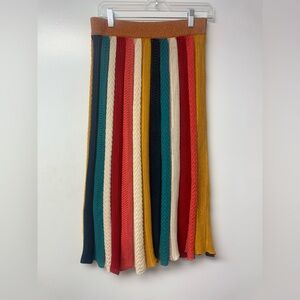 FARM Rio Anthropologie Jimena Knit Maxi Skirt Small Petite Rainbow Brazil Boho